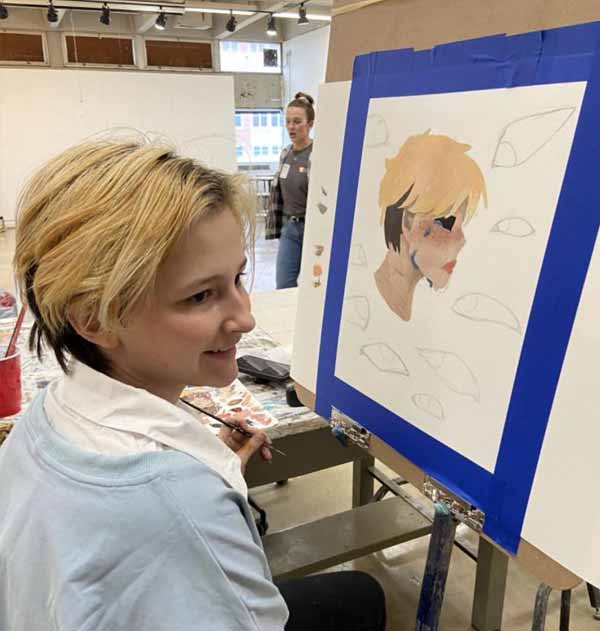 High School Art Academy, a picture of a student in the painting class