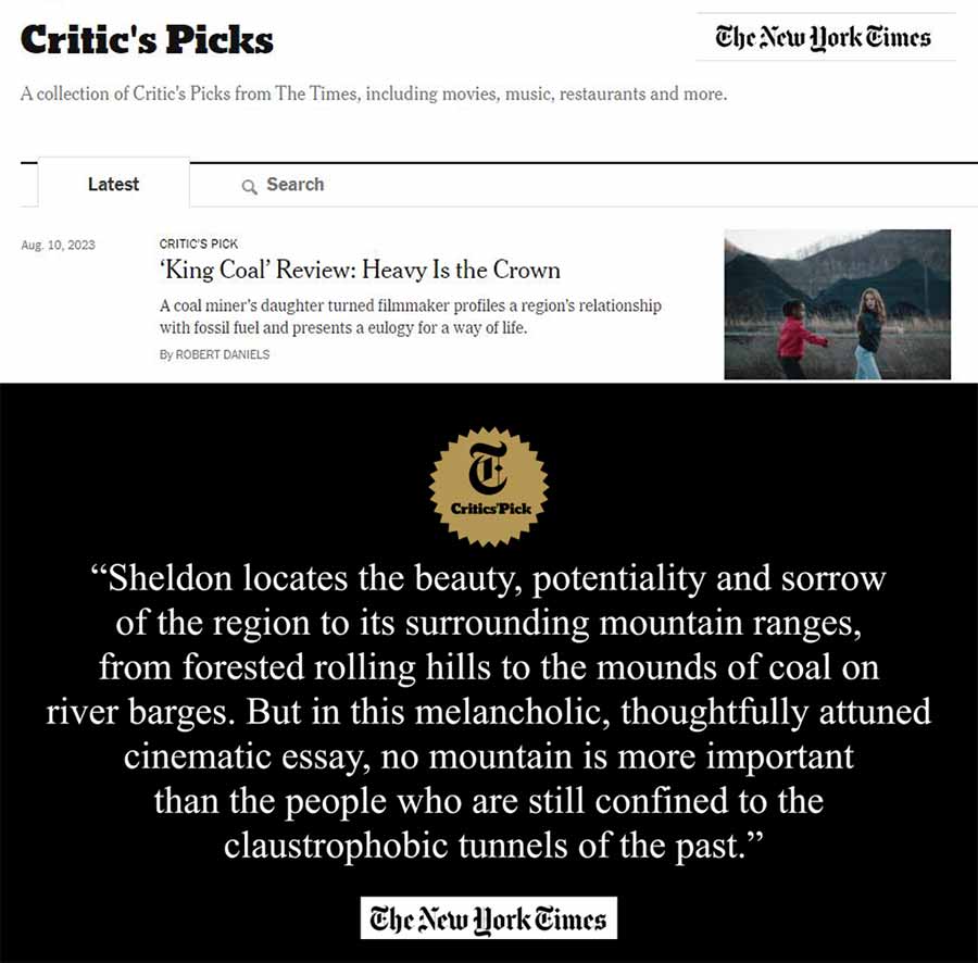 King Coal featured as a Critics' Pick in the NY Times