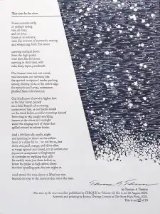 poster with poem on left-hand side and image of water on right-hand side