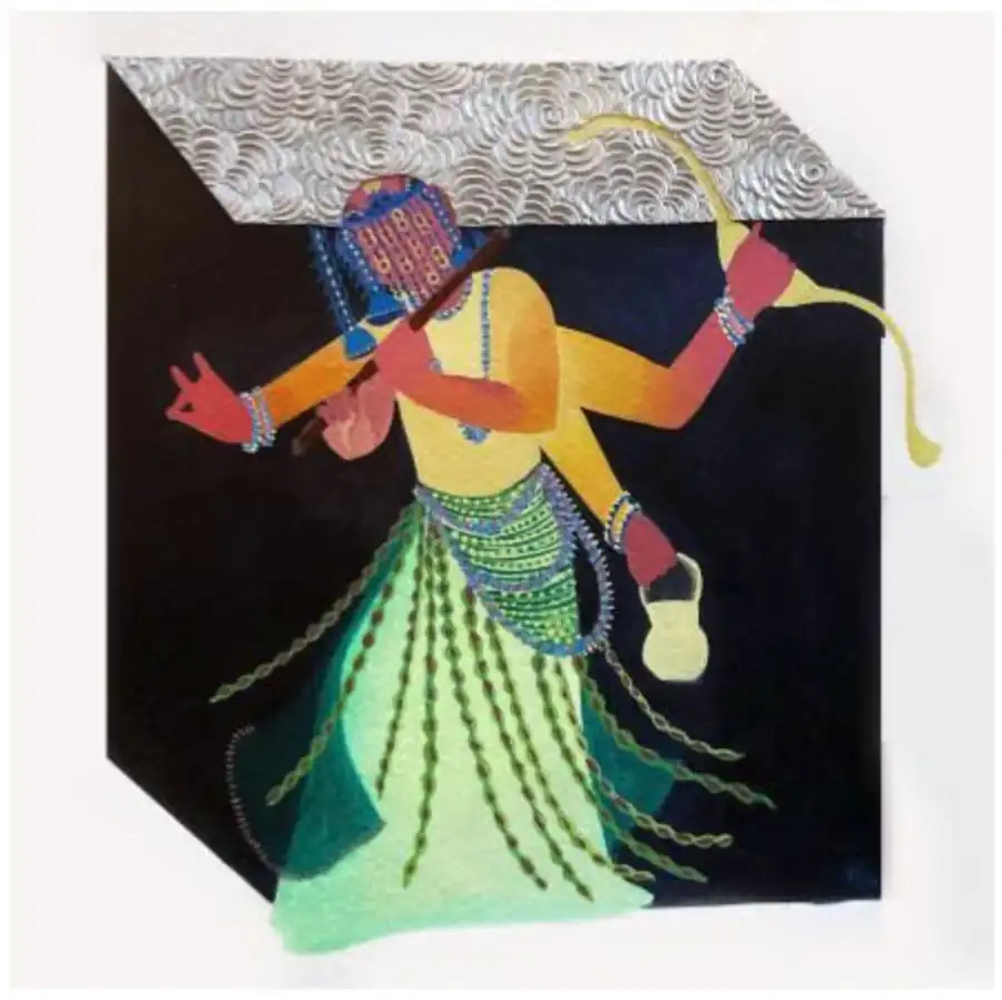 Gandharva, acrylic on paper, 12x12 inches, 2023