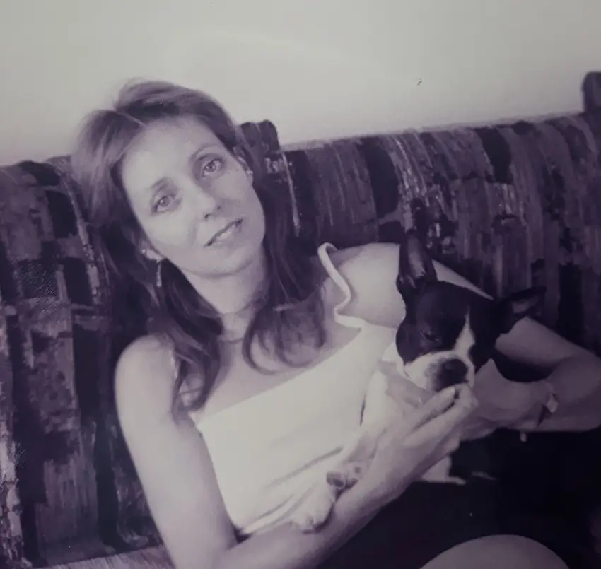 Pam Longobardi and her Boston Terrier Brianna, 1996.