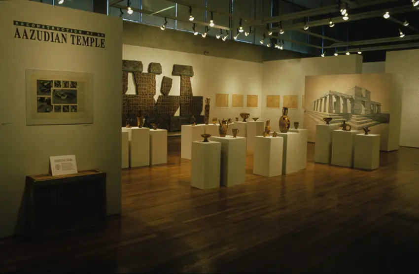 Installation view of Beauvais Lyons’ exhibition Reconstruction of an Aazudian Temple, Ewing Gallery of Art and Architecture, 1993.