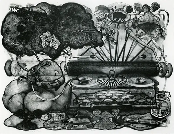 Byron McKeeby, “Vanishing Word,” lithograph, 1975.