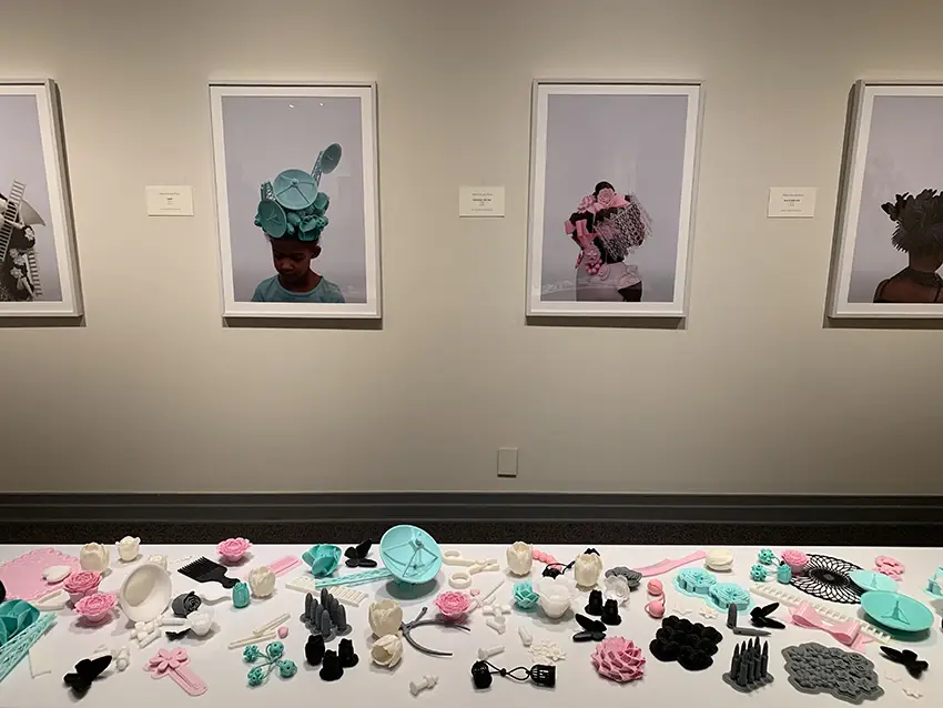 Installation of 3D prints and photographs by Althea Murphy-Price as part of her one-person exhibition at the Huntsville Museum of Art in 2021