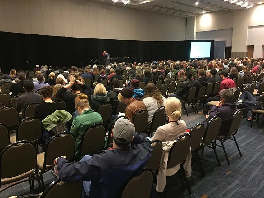 The audience gathers for one of the speakers at the SGCI Conference in 2015 at the Knoxville Convention Center. 