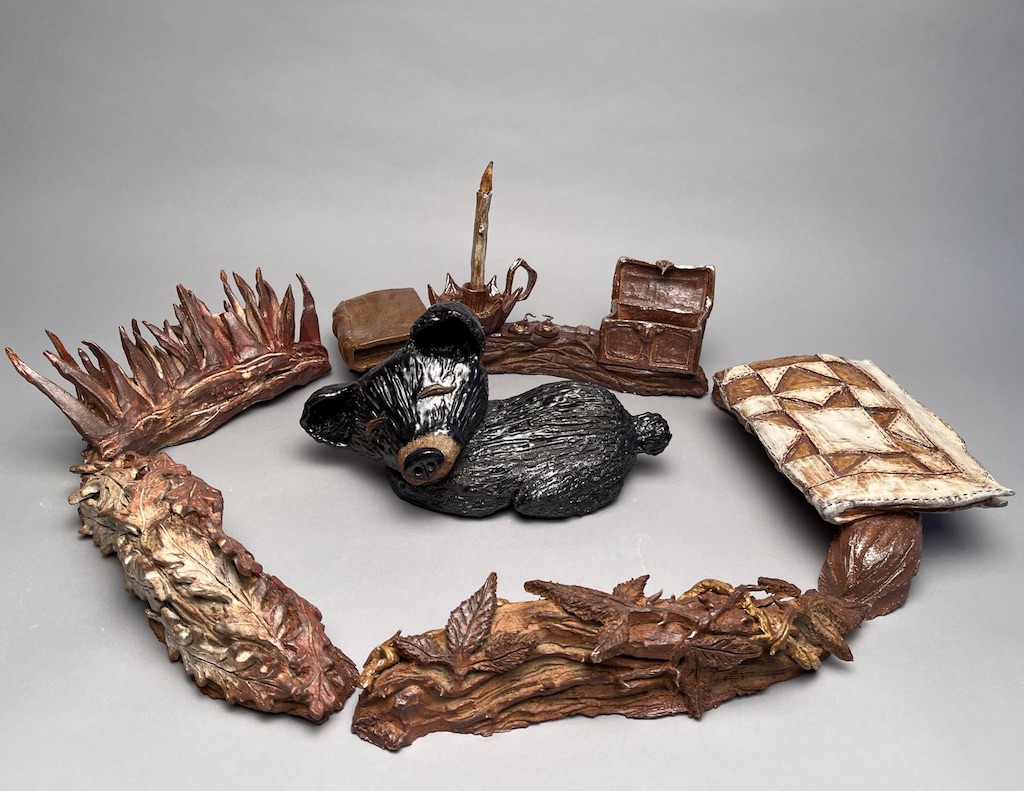 Baby Bear. Soda fired clay, 12" x 33" x 26", 2023