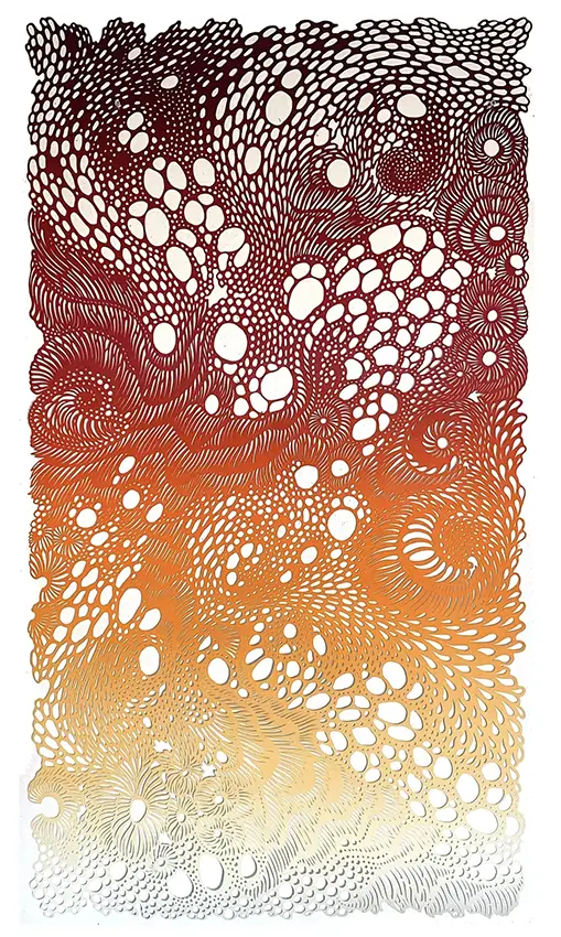 A piece of artwork titled "Coastal Flow" created with monotype. 