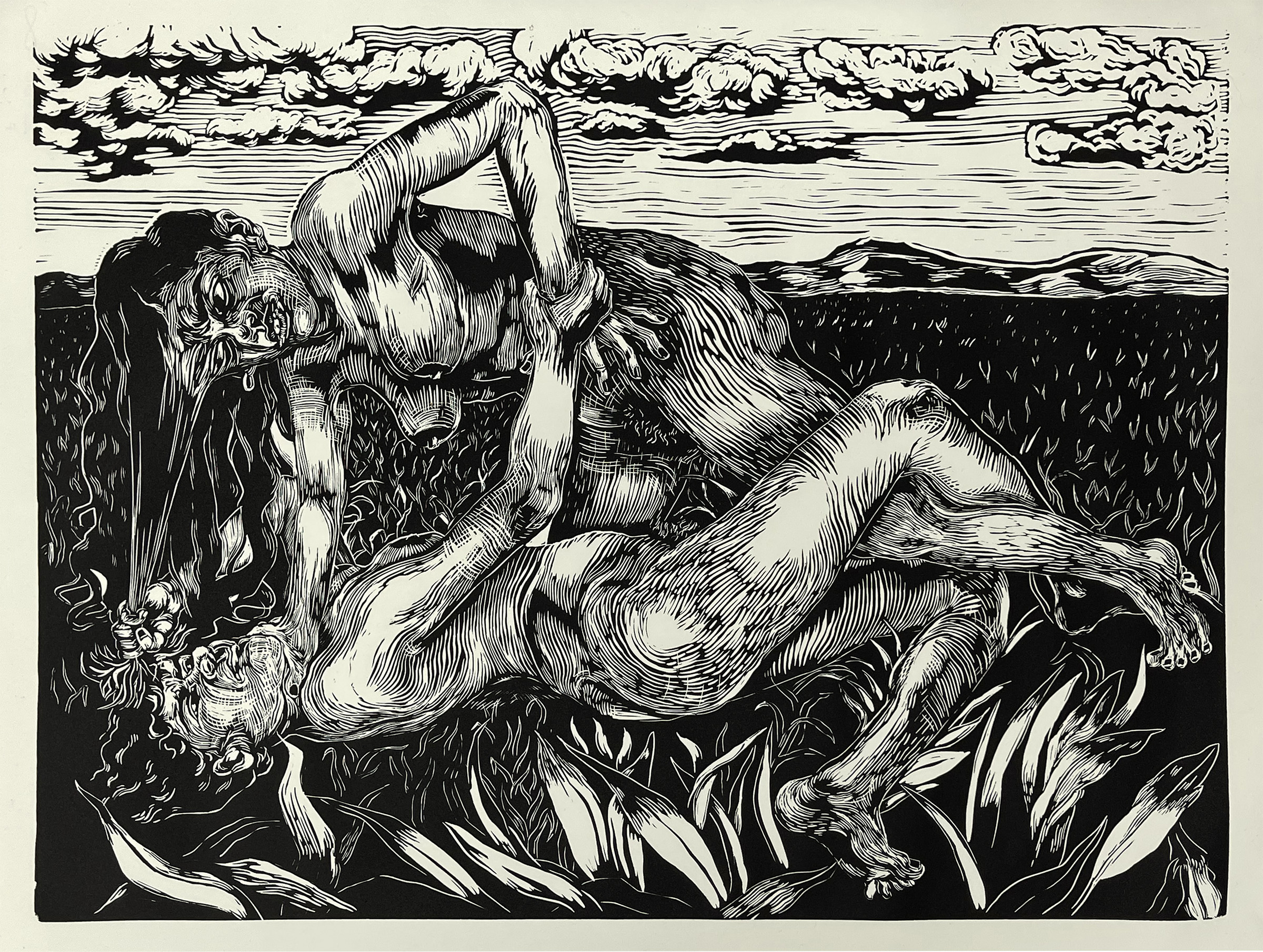 Disruption, 2022, Linocut, 19.5 x 25 in.